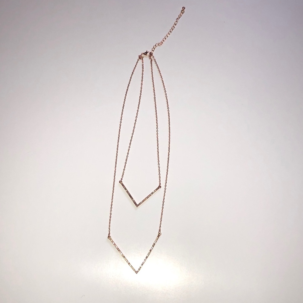 Double chevron rose gold necklace